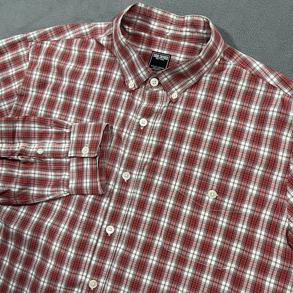 Todd Snyder Shirt Men XL Red White Plaid Outdoor Lightweight Button Down Preppy